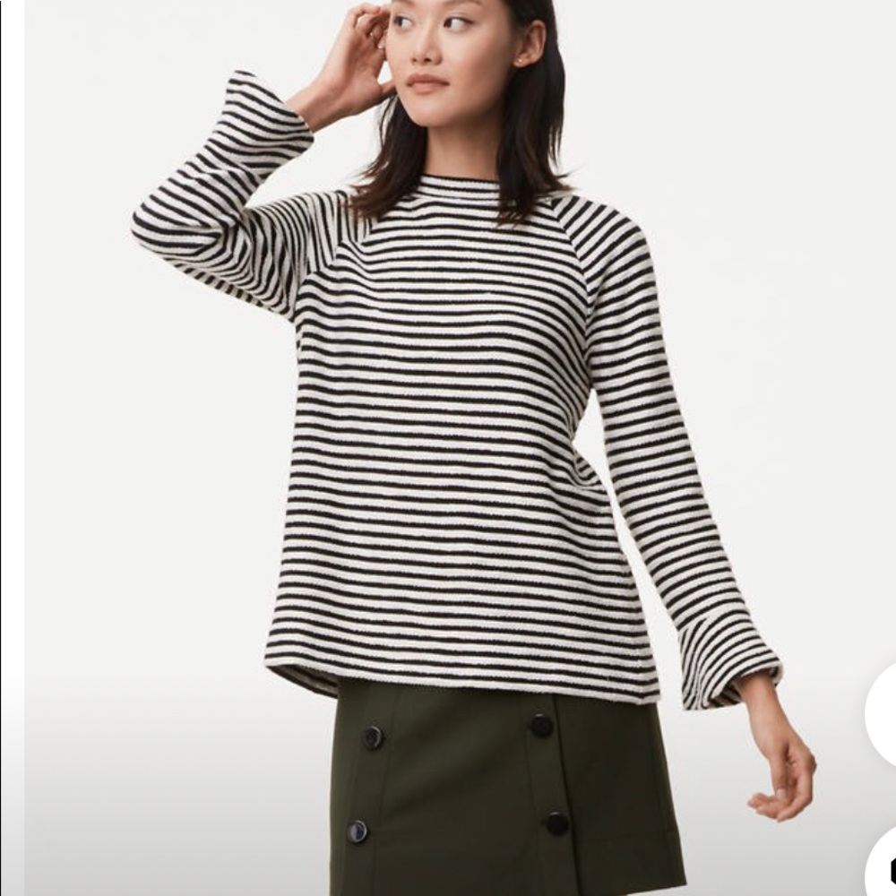 Loft stripe top with bell 3/4 sleeves